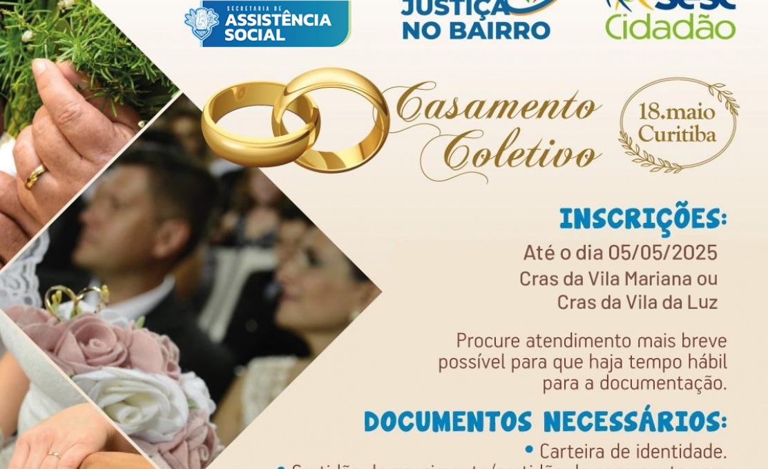  Inscrições abertas para Casamento Coletivo