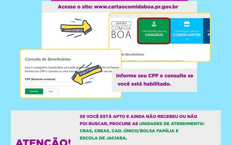 Atualização de informações, programa Cartão Comida Boa