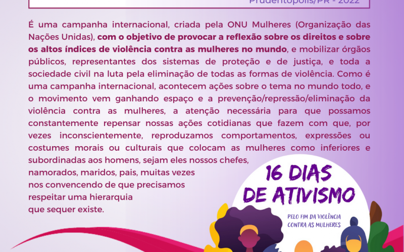 16 DIAS DE ATIVISMO - Pelo fim da Violência Contra as Mulheres