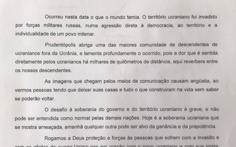 A seguir estará anexado o ofício na íntegra emitida pelo Prefeito Osnei Stadler